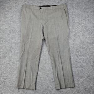 Indochino Pants Mens 39x26 Gray Wool Dress Trousers Flat Front Textured Pepper